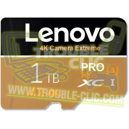Acheter pour réparer Carte micro SD Lenovo 1 To (931 Go) avec adaptateur  vers SD, Classe 10, A2, 4K [ Trouble Clic ]